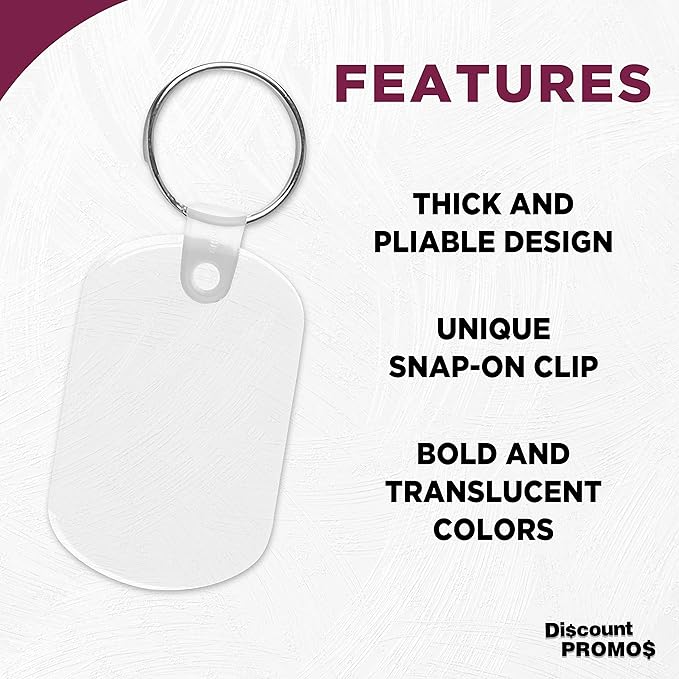 DISCOUNT PROMOS Tag Soft Plastic Keychains - 10 pack - Small Key Tag Chain For Staying Organized - Rubber Key Ring Keychain – Clear