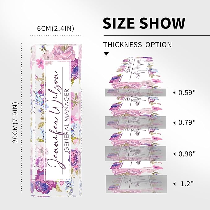 Personalized Office Name Plate, Custom Name Plate for Desks, Office Desk Decorations Gift for Women Men, Acrylic Desk Name Plate for Teacher Coworkers Staff Boss (Flourishing Blossom)