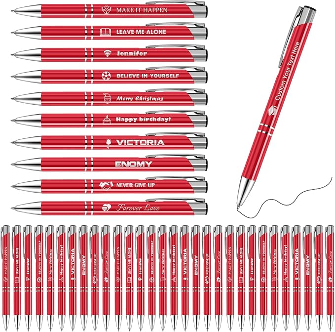 50 Pack Personalized Pens with Logo Text Name Custom Pens in Bulk Black Ballpoint Pens, Gift for Birthday Wedding Christmas Office College Business Promotion