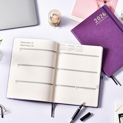 2026 Planner - JAN 2026 - DEC 2026, Planner 2026, Weekly and Monthly planner, 8.5" x 11", Leather Cover Planners with Thick Paper, Back Pocket with Notes Pages, Purple