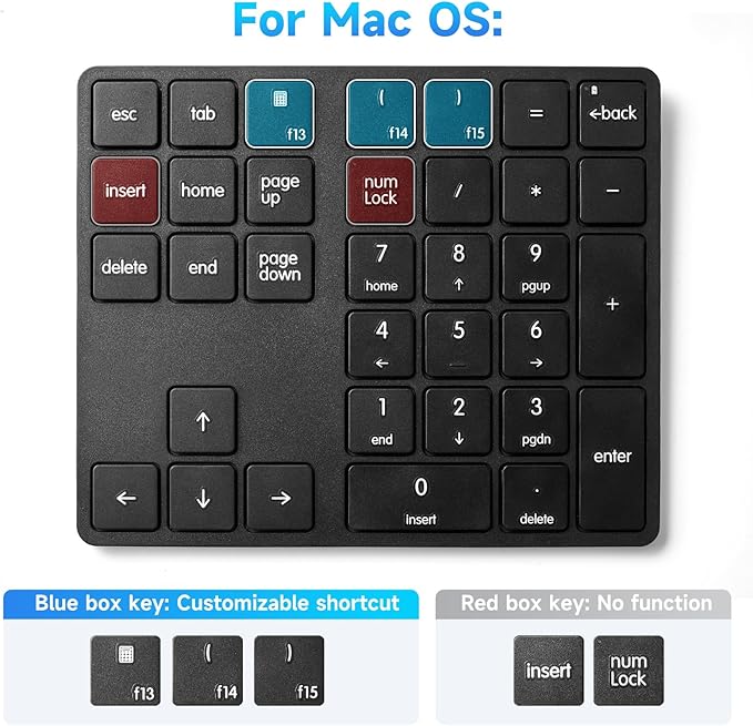 havit Wireless Number Pad for Laptop, Fully Compatible with Mac OS, iPad, Windows, and Android Devices – 2.4G Rechargeable 34-Key Numeric Keypad