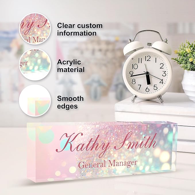 Custom Name Plate for Desk | Personalized Desk Name Plate | Personalized Boss Employee Appreciation Gifts | Acrylic Name Plate Office Desk Accessories