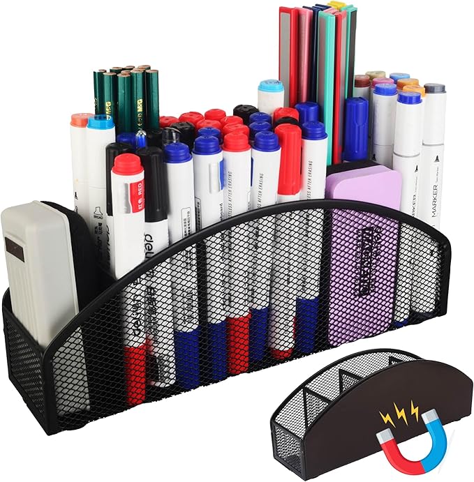 Heavy Duty Magnetic Storage Holder,5 Slots Magnetic Marker Storage Rack,10inch Large Magnetic Pencil Holder for Whiteboard,Locker,Workshop(1 Pack)