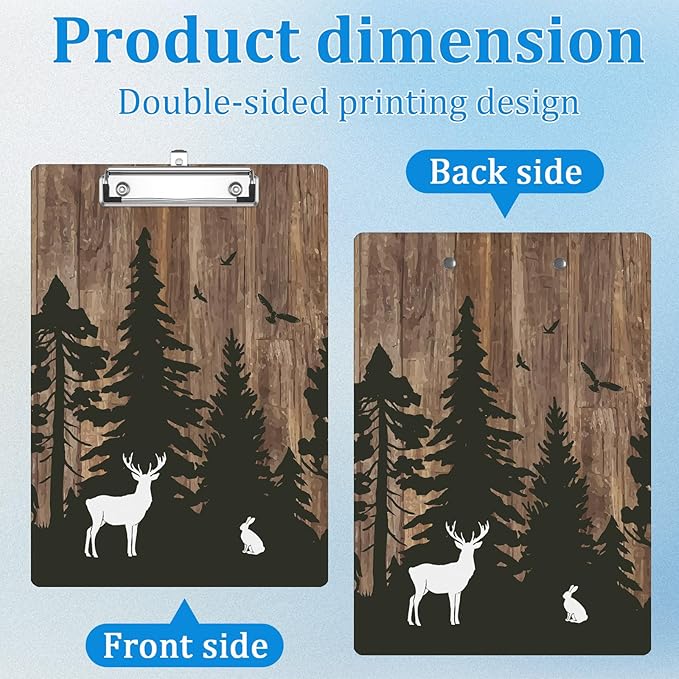 Deer Forest Clipboard Decorative Clip Board with Metal Clip A4 Standard Size 12.5" X 8.7" for Teacher Students Nurses Office