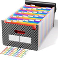 ABC life 26 Pockets File Organizer, Expanding File Folder A4 Letter Size, Portable Monthly Paper Bill Tax Receipt Organizer, Document Holder with Labels - Checkered Pattern
