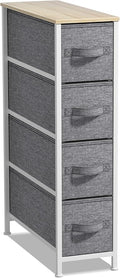 Sorbus Narrow Dresser with 4 Drawers - Vertical Slim Storage Chest of Drawers with Steel Frame, Wood Top & Easy Pull Fabric Bins for Small Spaces, Closets, Bedroom, Bathroom & Laundry (Beige)