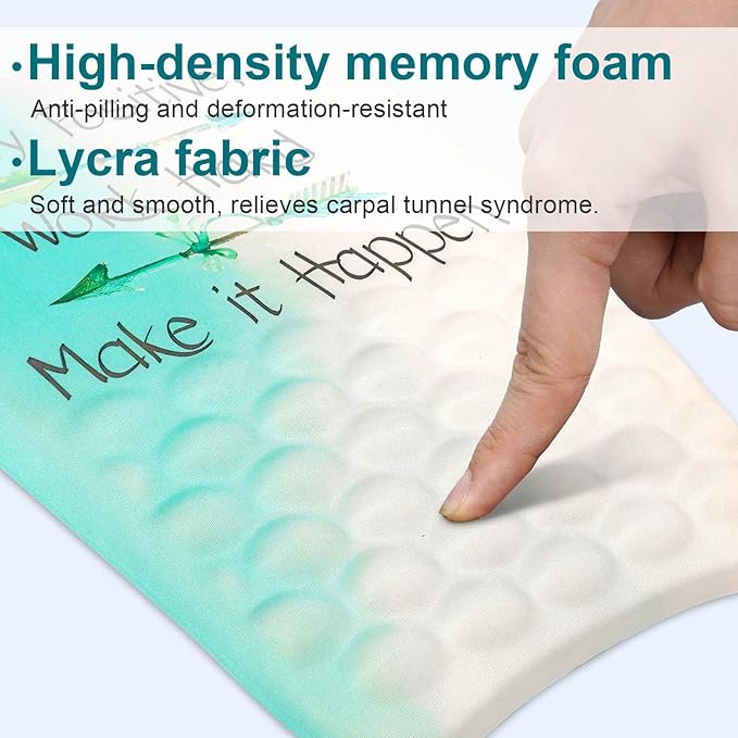 Ergonomic Sloped Mouse Pad with Massage Wrist Rest, Pain Relief Wrist Mouse pad with Memory Foam Non-Slip PU Base, Mouse Pad with Wrist Support for Wireless Mouse & Desk,Y Make it Happen