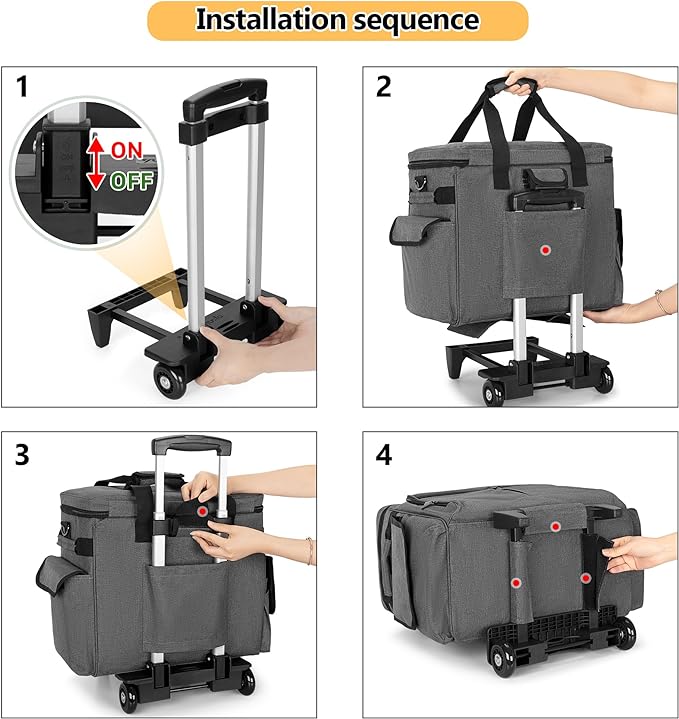 Trunab Rolling Scrapbook Tote with Expandable File Pocket, Large Craft Organizer and Storage Bag with Detachable Trolley for Scrapbooking Supplies and Art Tools (Patented Design)