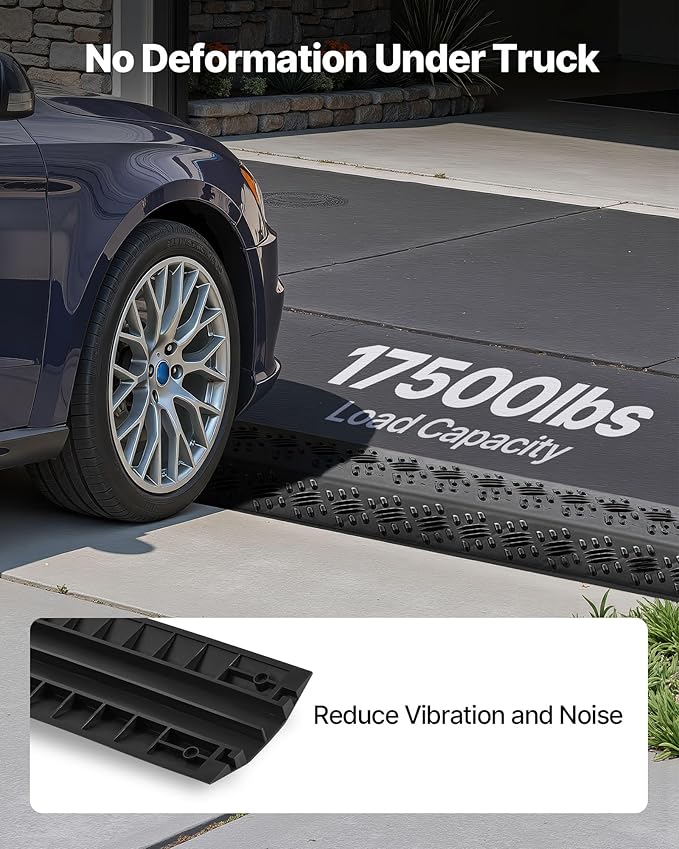 VEVOR 1 Pack Drop Over Cable Cover, 2 Channel Heavy Duty Cable Hose Protector Ramp, 38.3'' Floor Cord Cover, 17,500 lbs/Axle Load Capacity, for Traffic Areas, Indoor, Outdoor, Home, Office, Warehouse