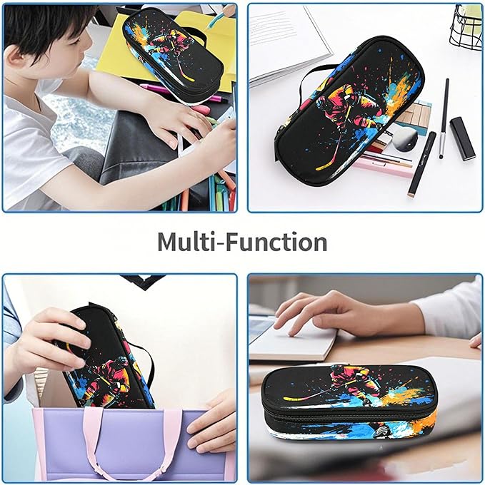 Hockey Pencil Case Pencil Pouch Large Capacity Pen Bag School Office Organizer Stationery Storage Box For Girls Boys Teen Kids