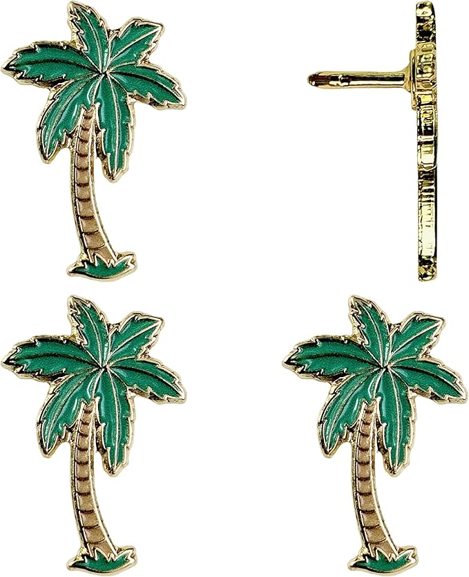 Palm Tree Push Pins - Custom Palm Tree Pins - for Cork Board, Maps, or Lapel Pin Use - Designed in USA - Set of 4