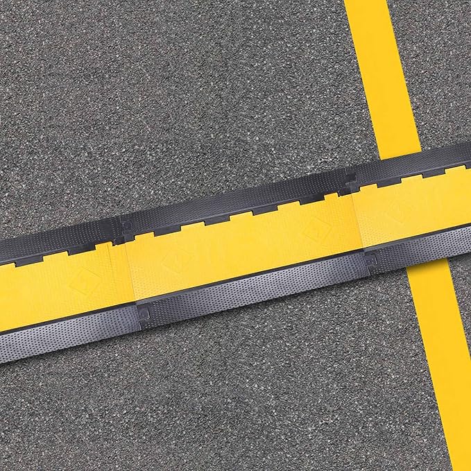 Yescom Cable Ramp Protector 3 Channel Garden Hose Protecitive 44000 Lbs Load Capacity Heavy Duty Speed Bump for Road Driveway Walkway