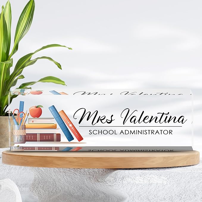 Custom Teacher Name Plate for Desk | Personalized Desk Acrylic Name Plate Office Accessories | Personalized Teacher Appreciation Gifts (C-For Teacher 1)