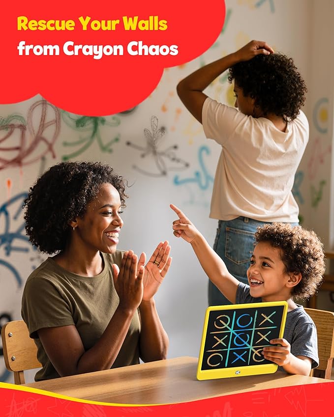 TEKFUN LCD Writing Tablet Doodle Board, 12inch Colorful Drawing Tablet Writing Pad, Kids Travel Essentials, Toddler Toys 6 7 8 Year Old Girls Boys (Yellow)