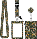 BLOCIT ID Badge Holder with Lanyard - Fashionable ID Card Holders with Retractable Lanyards - Soft Fiber Metal Clip Sturdy Buckle for Key Wallet - Work Nurse Teacher (Different Mushroom)