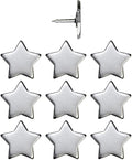 Big Star Push Pins - Silver Star Pins - for Cork Board, Maps, or Lapel Pin Use - Designed in USA - Set of 10