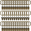 AMZSEVEN 44 Pack Metal Curtain Rings with Clips, Drapery Clips with Rings, Drapes Rings 1 inch Inner Diameter, Fits Diameter 5/8 inch Curtain Rods, Vintage Bronze