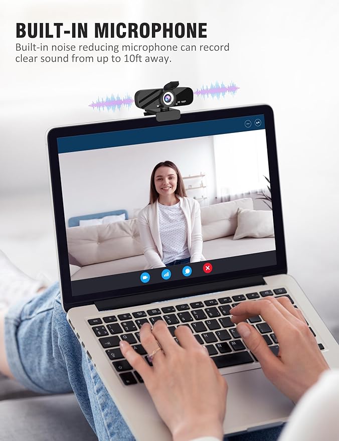 Tewiky 1080P Webcam with Microphone and Rotatable Tripod Wide Angle Camera for Desktop PC or Laptop Computer,Plug and Play, for Zoom/Skype/Teams, Conferencing and Video Calling