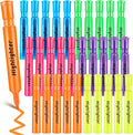 Qilery 30 Pack Highlighters Bulk, Tank Style Chisel Tip Highlighters Markers Pack Quick Drying for Adult Coloring, Home Office Supplies (Multicolored)