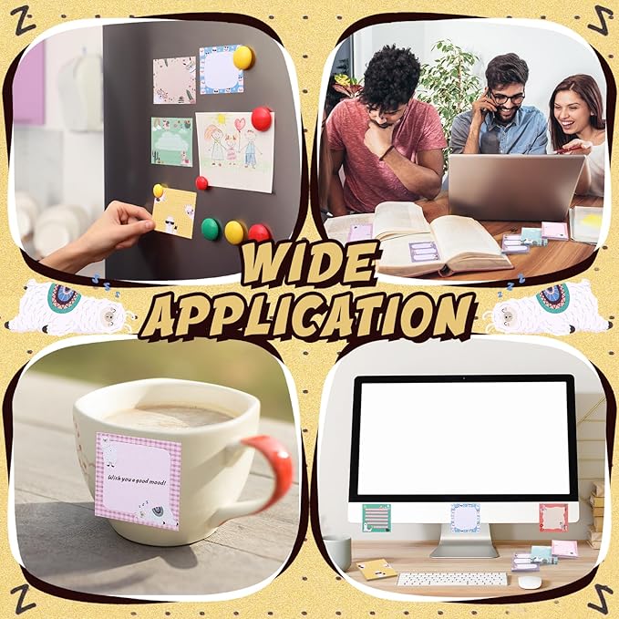 9 Pads Llama Sticky Notes Cartoon Self Stick Notepads 3x3 Inches Notes Adhesive Memo Pad Office Decor Gifts for Students School Teacher Office Meeting