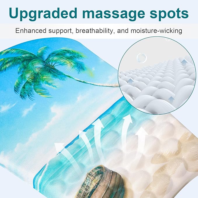 Ergonomic Wrist Mouse Pad with Massage Design, Wrist Rest Pain Relief Mousepad with Memory Foam Non-Slip PU Base, Mouse Pad with Wrist Support for Wireless Mouse & Desk, Y Summer Beach