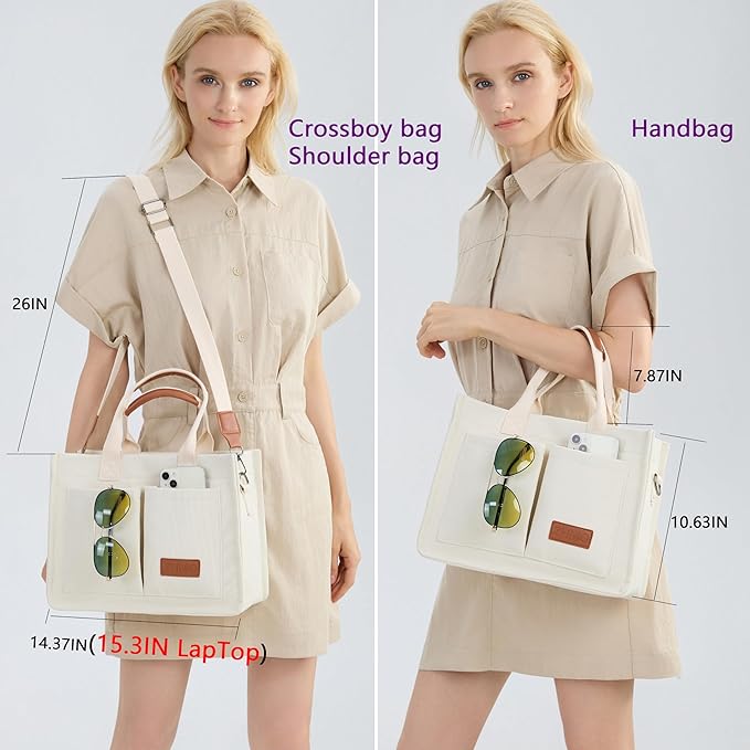 Canvas Tote Bag for Women,Women's Bags Crossbody Bags Work Laptop Tote Bag Large Handbags Purse for Travel Nurse Teacher