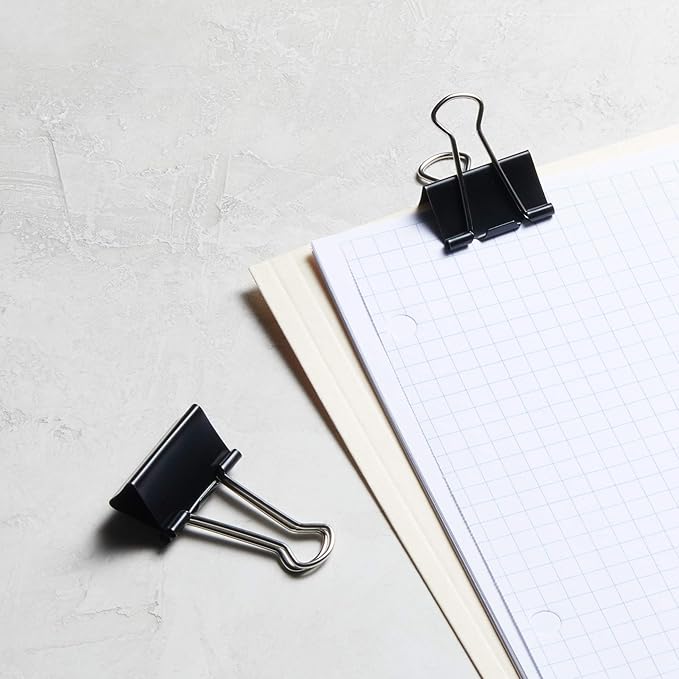 Amazon Basics Sturdy Binder Clips for Office Use, 96 Count (96 Pack of 12), Medium, 1.25 in, Black
