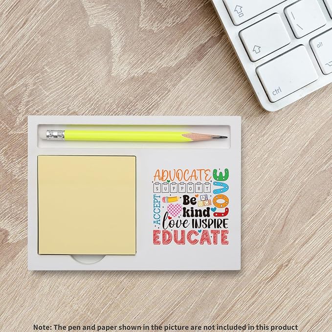 Thank You Teacher Desk Gift, Educate Inspire Love Support Advocate Note Holder for Classroom Counselor Mentor Staff, Back to School Retirement Appreciation Present Note Pad Holders KBB09