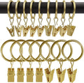 AMZSEVEN 100 Pack Metal Curtain Rings with Clips, Drapery Clips with Rings, Drapes Rings 1 inch Inner Diameter, Fits Diameter 5/8 inch Curtain Rods, Gold Color