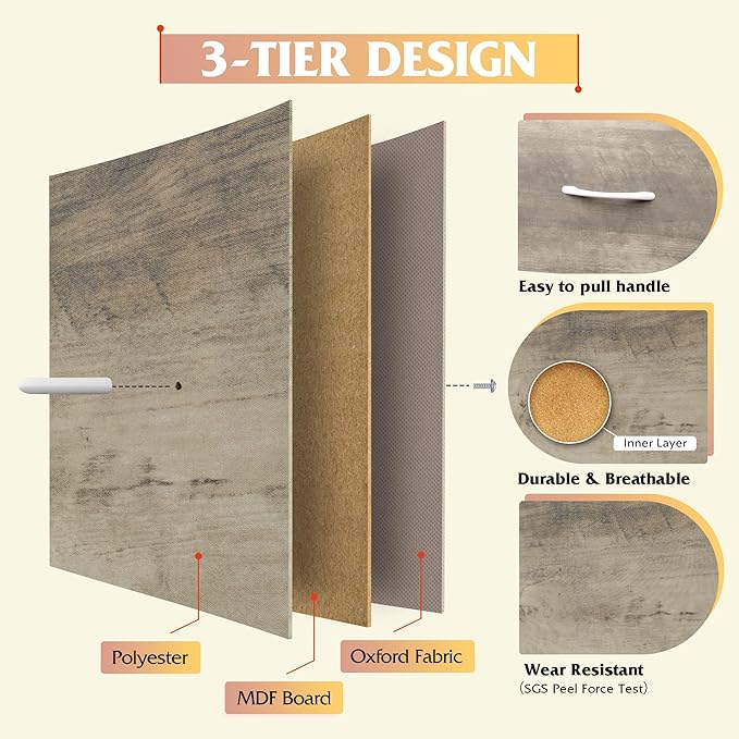 WLIVE 9-Drawer Dresser, Fabric Storage Tower for Bedroom, Hallway, Nursery, Closet, Tall Chest Organizer Unit with Fabric Bins, Steel Frame, Wood Top, Easy Pull Handle, Greige