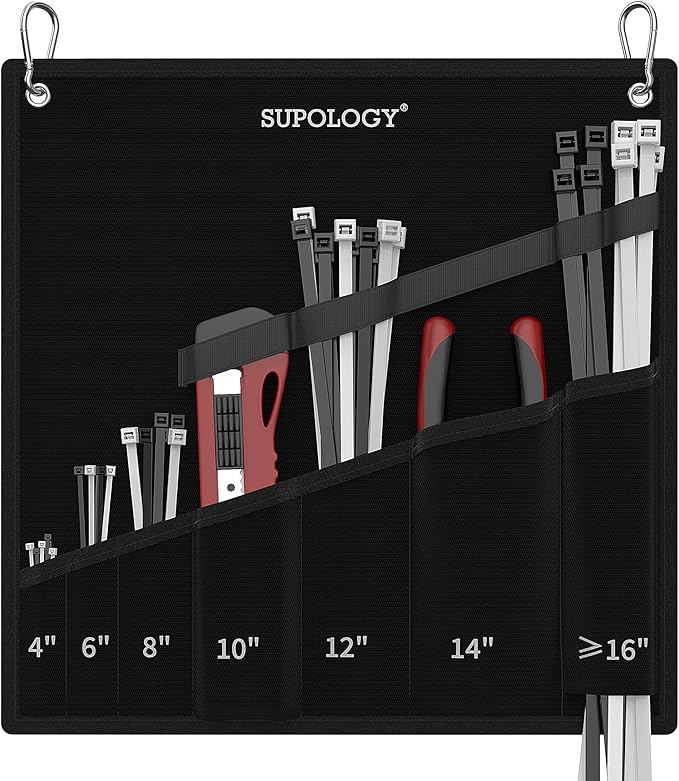 Zip Ties Organizer Zip Tie Holder Bag, 14.2 * 14.2 inch Oxford Anti-scratches Roll-up Fabric Hand Tools Gardening Tools Bags for Garden Farm Work | Release Two Hands on Working【NEW Innovation】
