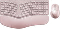 Nulea KM75 Wireless Keyboard and Mouse Combo, Comfortable Natural Typing, Palm Rest, Multi-Device (Bluetooth, 2.4G, Wired), Rechargeable, for Multi-OS, Windows, Mac, Android (Light Pink)