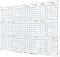J&J worldwide Glass Whiteboard Yearly Calendar - 35" X 47" Large Wall Whitrboard - White Board Dry Erase Planner for Wall Home, School, Office