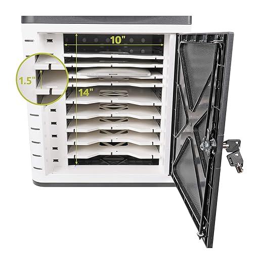 Pearington Fully Assembled 10 Device USB Charging, Syncing and Storage Cabinet for iPads, Chromebooks and Laptops Up to 10.1-inch Screen Size, Surge Protection, Locking Front Door, DT310PS