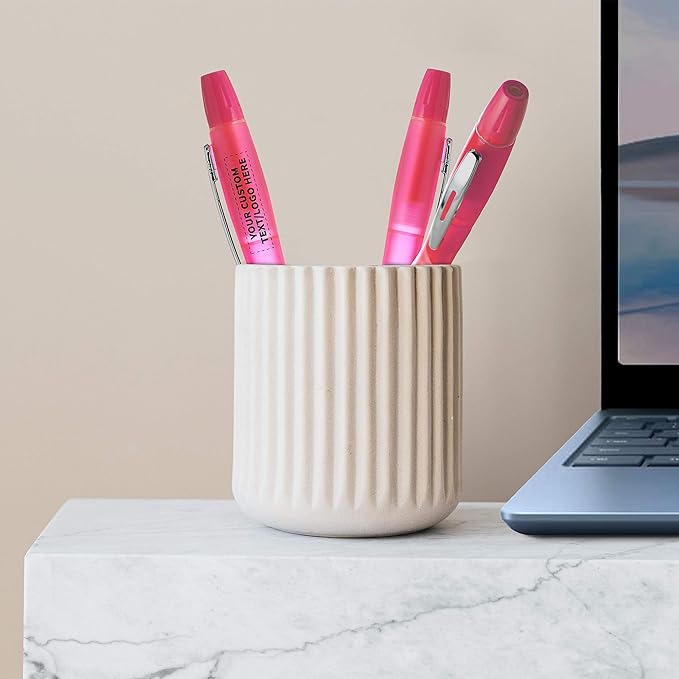 DISCOUNT PROMOS Personalized Two in one Highlighter Pens - 100 pack - Plastic Pens - Customizable Text, Logo - Pink