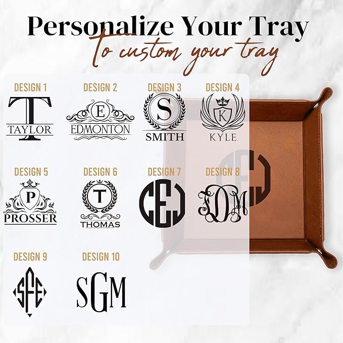 Personalized Valet Tray, Custom Engraved Leather Keys Tray for Men - Catchall Tray Organizer for Entryway Table, Unique Dad Birthday Gift from Daughter Son, Father Day