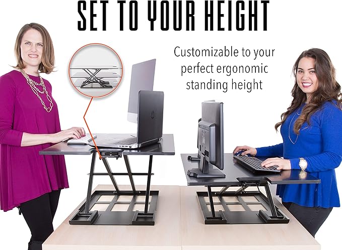 Stand Steady X-Elite Pro XL, Ergonomic Adjustable Height Standing Desk Converter, Extra Large Sit to Stand Laptop Desk Riser, Easily Fits 2 Computer Monitors, Raises Desk Height 7 to 16-inches (Black)