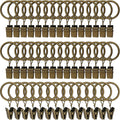 LLPJS 44 Pack Curtain Rings with Clips, Curtain Clip Rings Hooks, Bow Hanger Clips for Hanging Drapery Drapes Bows, Ring 1 inch Interior Diameter, Fits up to 5/8" Rod, Bronze