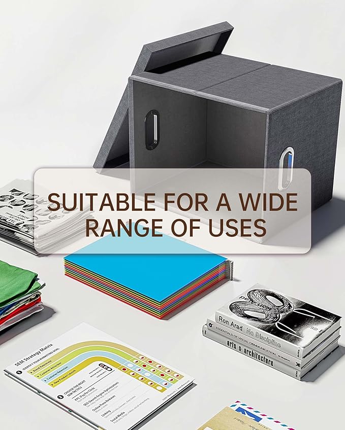 2 Pack File Storage Organizer, Filing Box, Portable File Box with Lid, Fit for Letter/Legal File Folder Storage, Document Organizer, Dark-gray