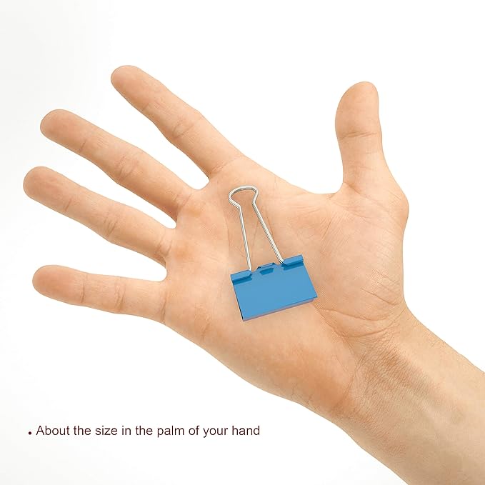 Nctinystore Binder Clips Medium Metal Clamp 1.25 inch / 32 mm (Blue, 12-PCS)