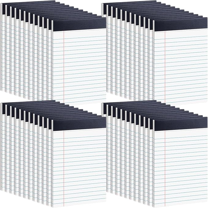 48 Pack Legal Pads Bulk,8.5 x 11 Inch White Notepad, Note Pads College Ruled Perforated Memo Pad for Work Study Daily Note Taking List, Lined Writing Pads Memo Refills Notepads for Office Home School