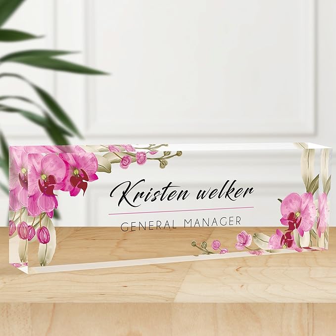 Personalized Office Name Plate, Custom Name Plate for Desks, Office Desk Decorations Gift for Women Men, Acrylic Desk Name Plate for Teacher Coworkers Staff Boss (fdLOWE)