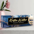 Personalized Custom Name Plate, Office Desk Decor for Women and Men, Employee Appreciation Gifts - Blue Marble