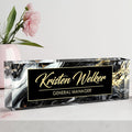 Custom Desk Name Plate Personalized, Acrylic Name Plate for Desk, Office Desk Decor for Women and Men, Employee Appreciation Gifts Office Gifts for Boss, Manager, Teacher, Nurse (deep Marble)