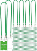 Patelai 100 Pack Double Clip Lanyards Bulk Face Mask Lanyard Twist Free 2 Hook Design Adjustable Badge Neck Strap for ID Name Badge Holder School Conference Office Class Essential (Green)