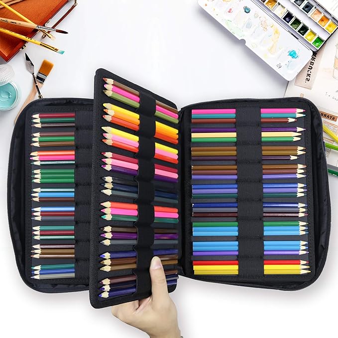 YOUSHARES Colored Pencils Case for 220 PCS Prismacolor Colored Pencils, Large Capacity Pen Case Organizer for Crayola Colored Pencil & Gel Pen (Watercolor Flowers)