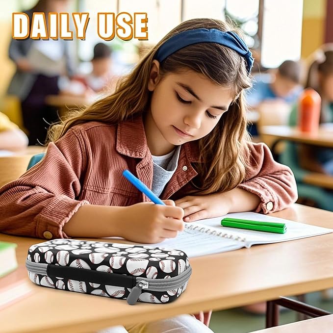 Baseball Ball Pencil Case Zip Pencil Box Multi Pouch Holder Desk Organizer For Boys Girls School Office