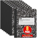 1InTheOffice Wide Ruled Composition Notebook 7.5" x 9.75", Wide Ruled Paper, 100 Sheets, White/Black, (8/Pack)