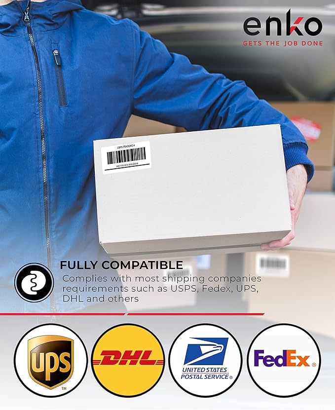 enKo 5-1/2 x 8-1/2 Inch Label - White Blank - 2 Per Sheet Half Shipping Labels for Laser Inkjet Printer (100 Sheets, 200 Labels)