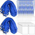 400 Pack Neck Lanyard Bulk with ID Card Holder Lanyards for ID Badges Vertical Name Badge ID Card Holders Flat Neck Lanyards with Clip for Nurses Teacher Students, Blue
